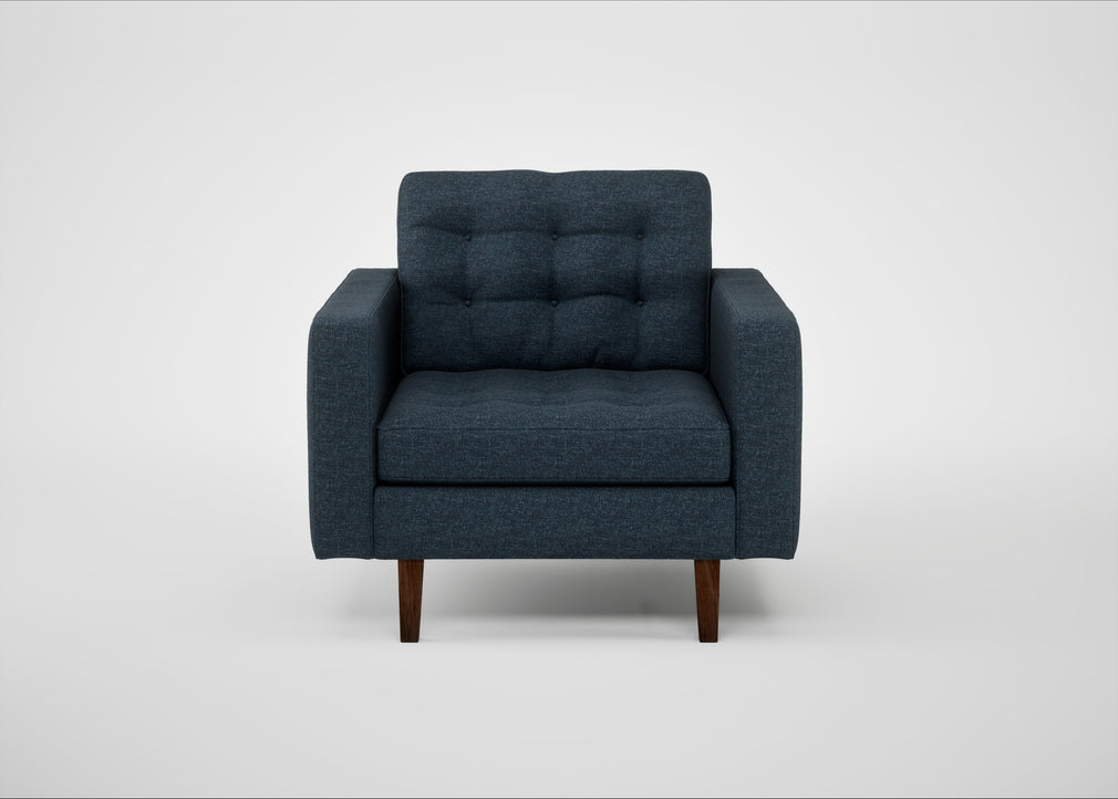 Hepburn Armchair Siena Cotton Deep Sea / Walnut