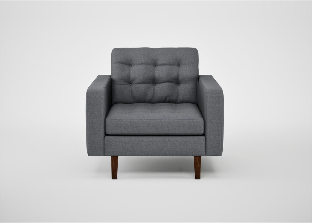 Hepburn Armchair Siena Cotton Shale Grey / Walnut