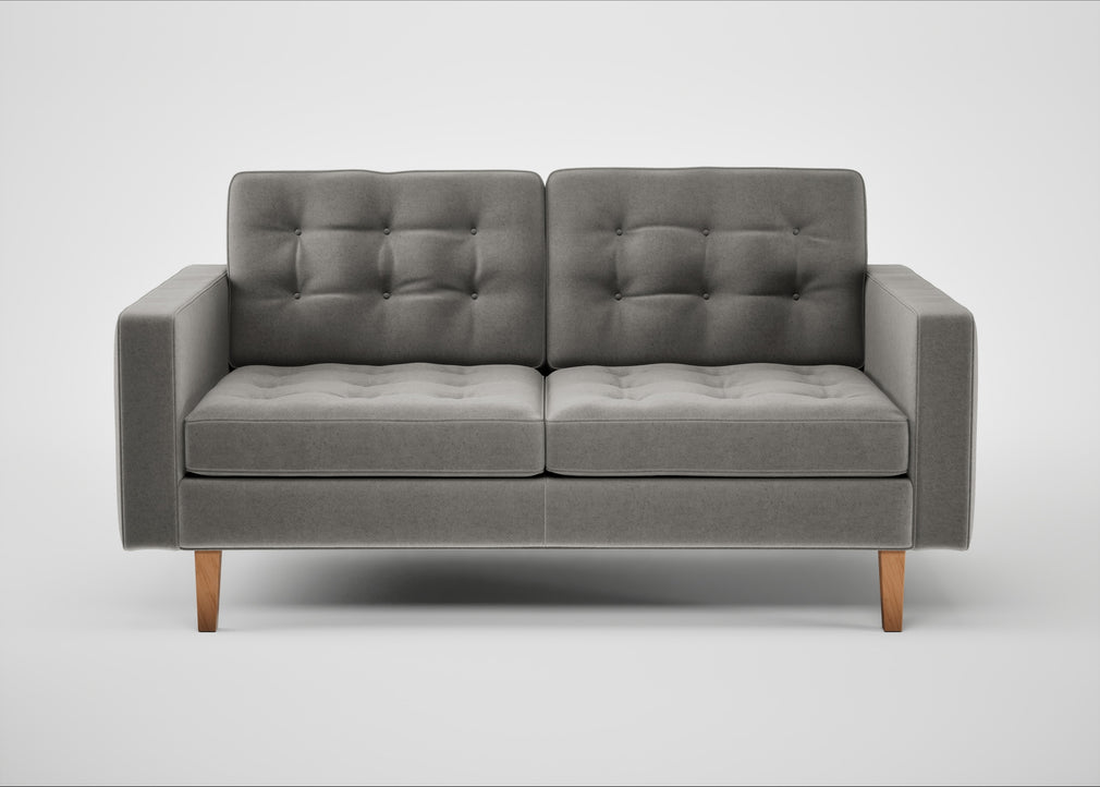 Hepburn 2 Seater Sofa Nobilis Velvet Dolphin / Natural