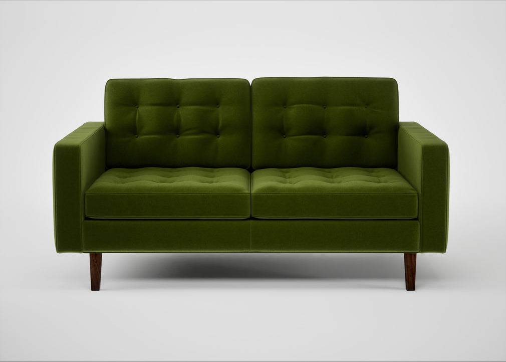 Hepburn 2 Seater Sofa Nobilis Velvet Leaf / Walnut