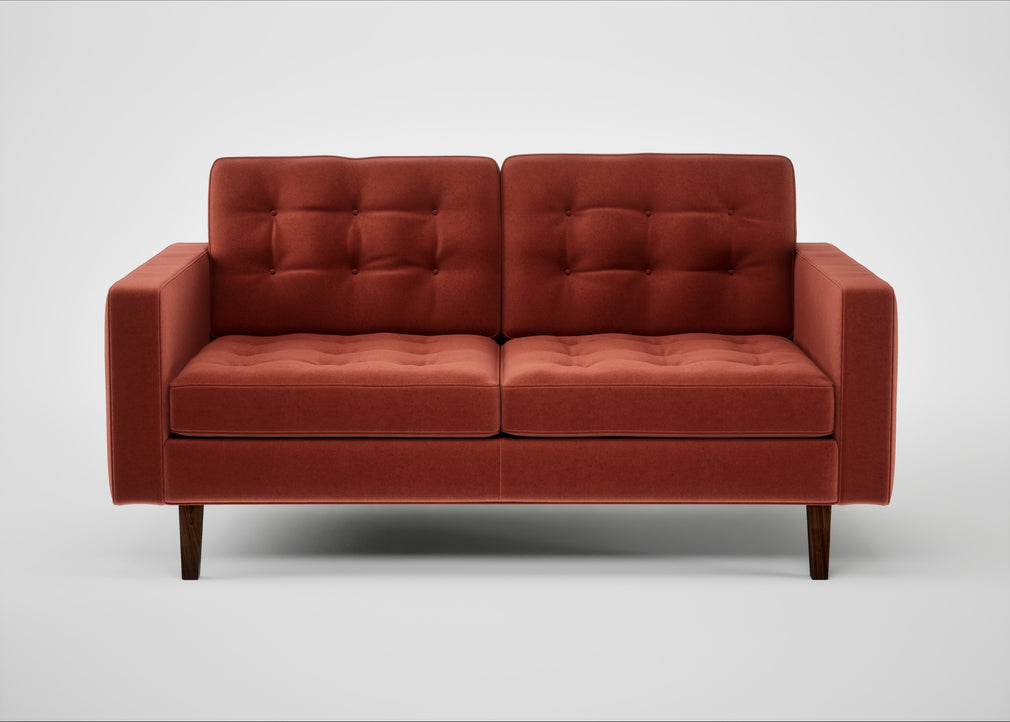 Hepburn 2 Seater Sofa Nobilis Velvet Rust / Walnut