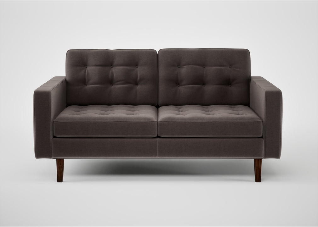 Hepburn 2 Seater Sofa Nobilis Velvet Sable / Walnut