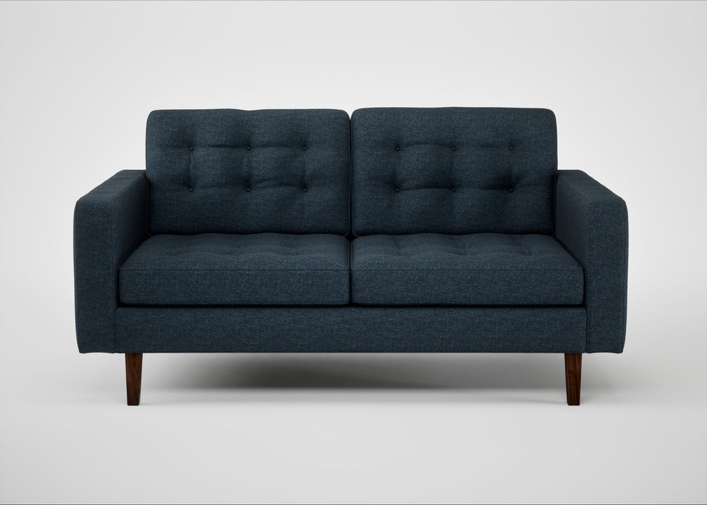 Hepburn 2 Seater Sofa Siena Cotton Deep Sea / Walnut