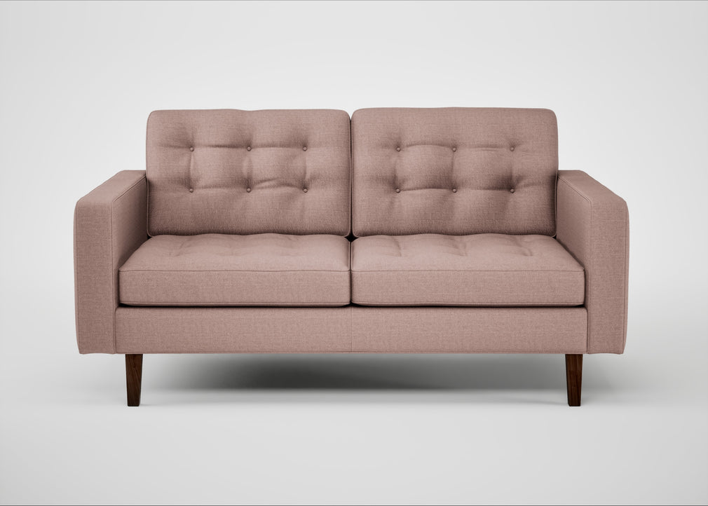 Hepburn 2 Seater Sofa Siena Cotton Dusky Pink / Walnut