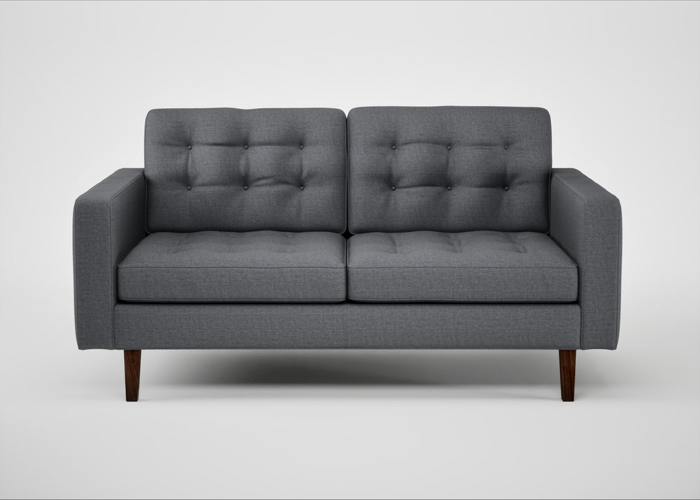 Hepburn 2 Seater Sofa Siena Cotton Shale Grey / Walnut
