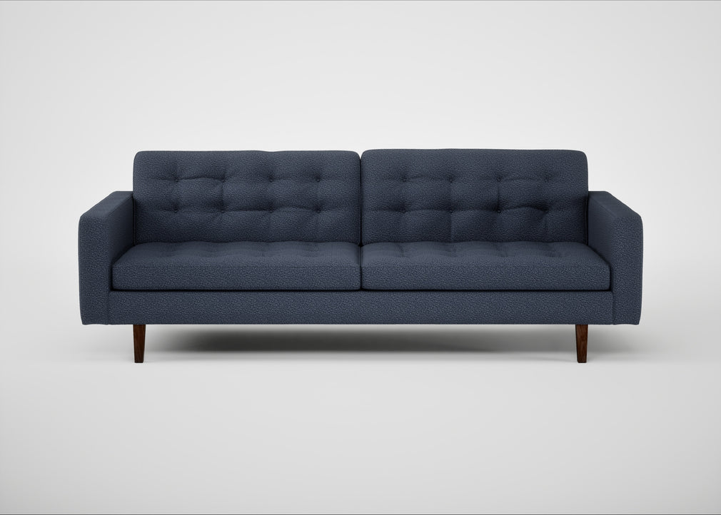 Hepburn 4 Seater Sofa Loop Boucle Navy / Walnut