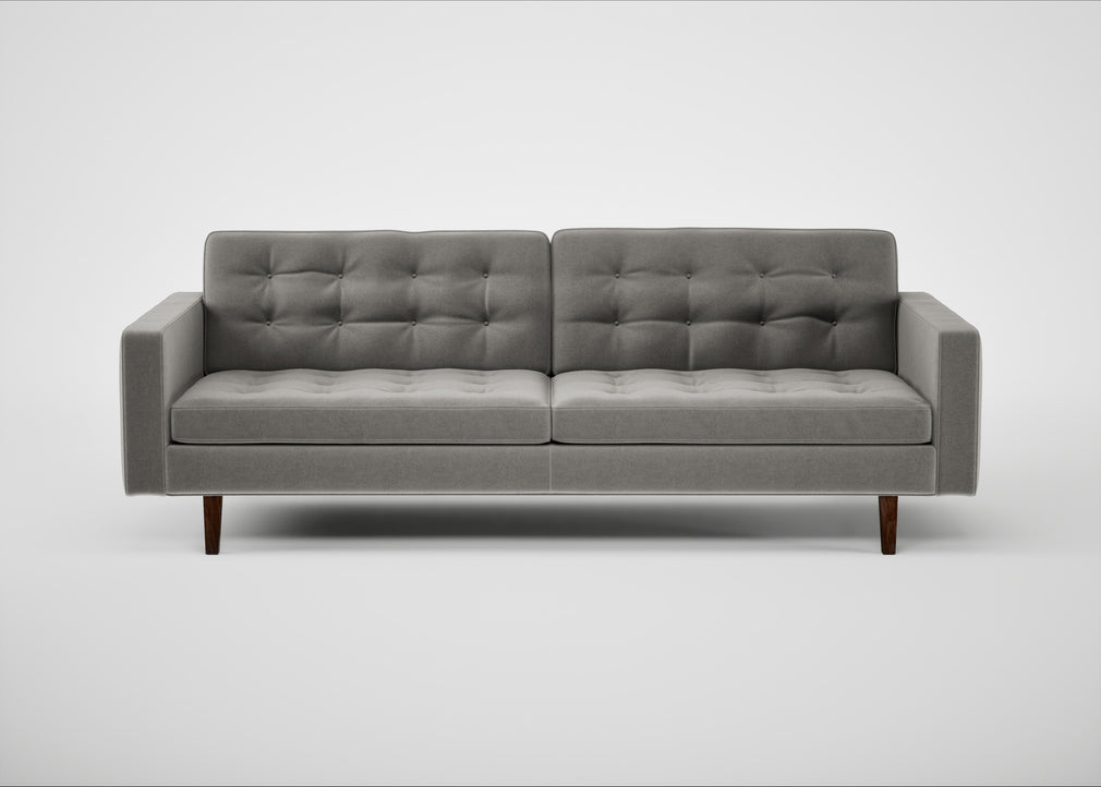 Hepburn 4 Seater Sofa Nobilis Velvet Dolphin / Walnut