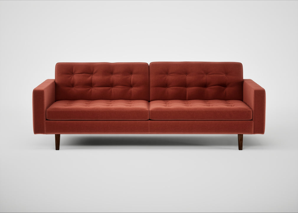 Hepburn 4 Seater Sofa Nobilis Velvet Rust / Walnut