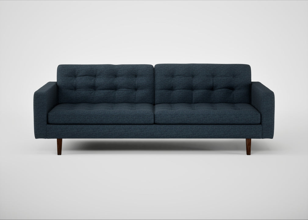 Hepburn 4 Seater Sofa Siena Cotton Deep Sea / Walnut
