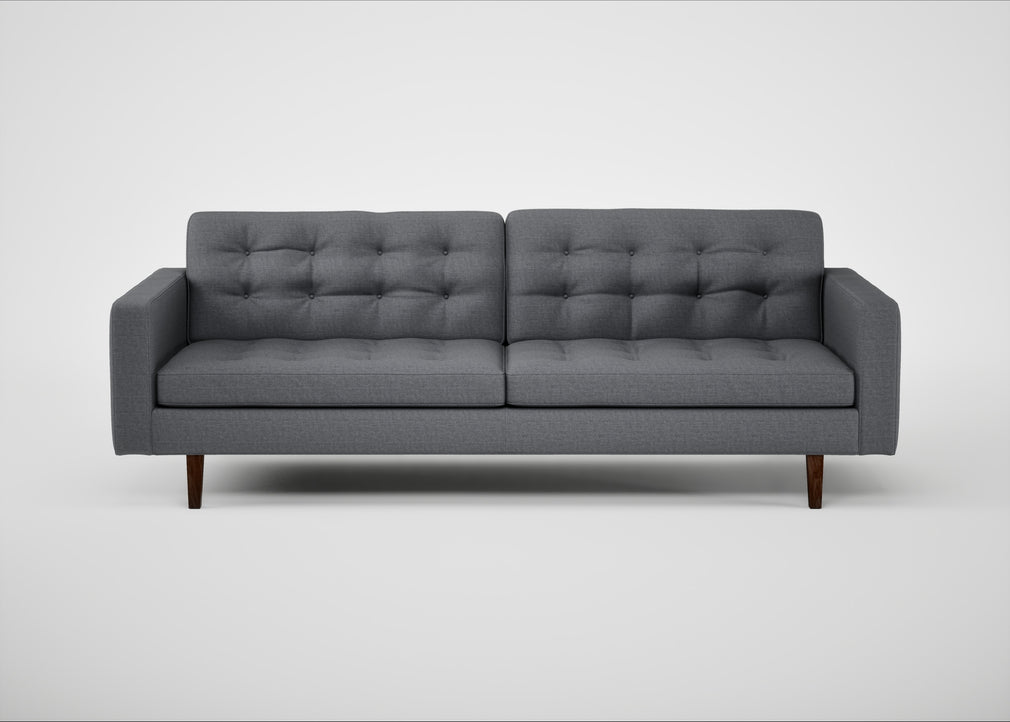 Hepburn 4 Seater Sofa Siena Cotton Shale Grey / Walnut