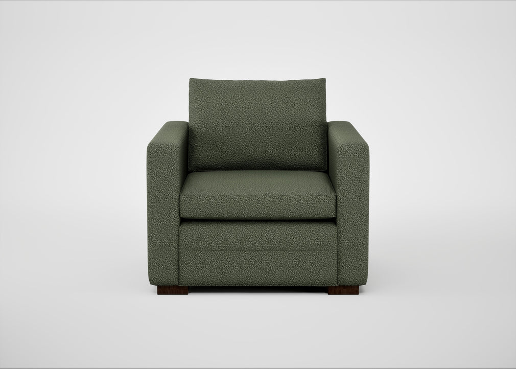 Palermo Armchair Loop Boucle Forest / Walnut and Brass