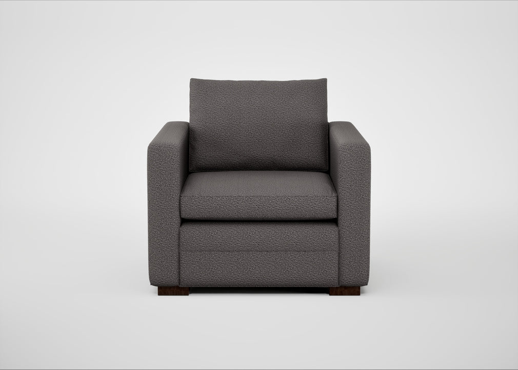 Palermo Armchair Loop Boucle Granite / Walnut and Brass