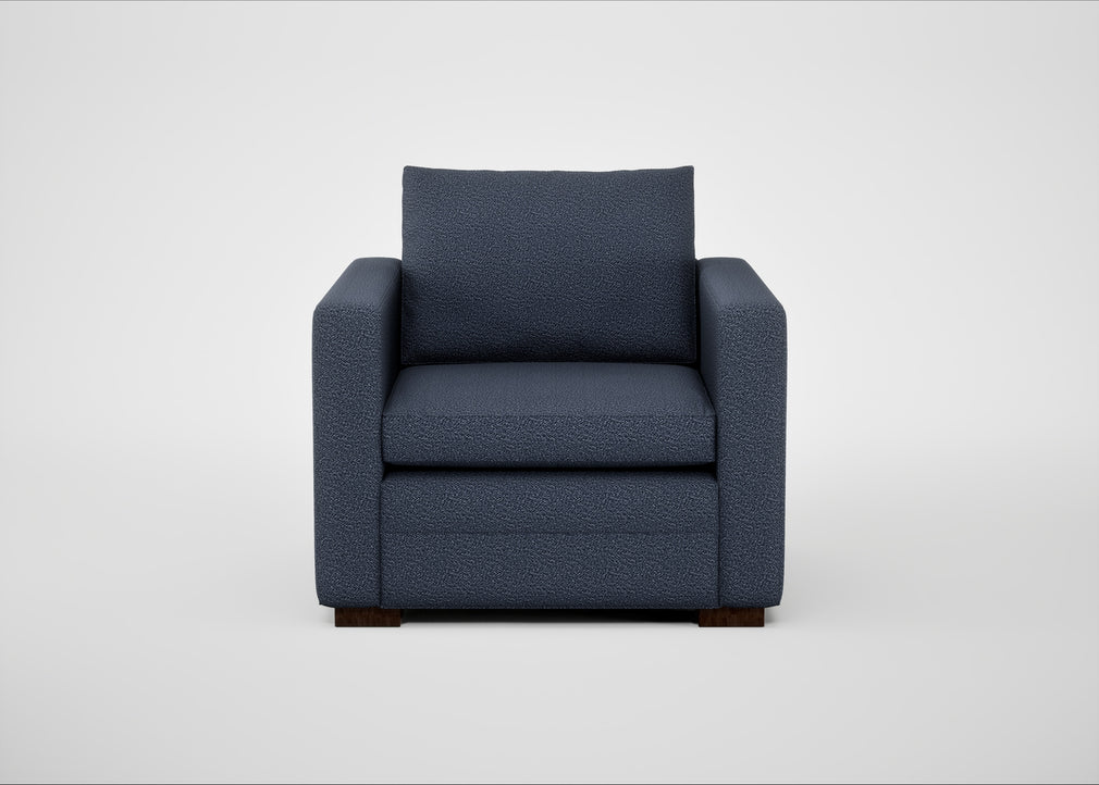 Palermo Armchair Loop Boucle Navy / Walnut
