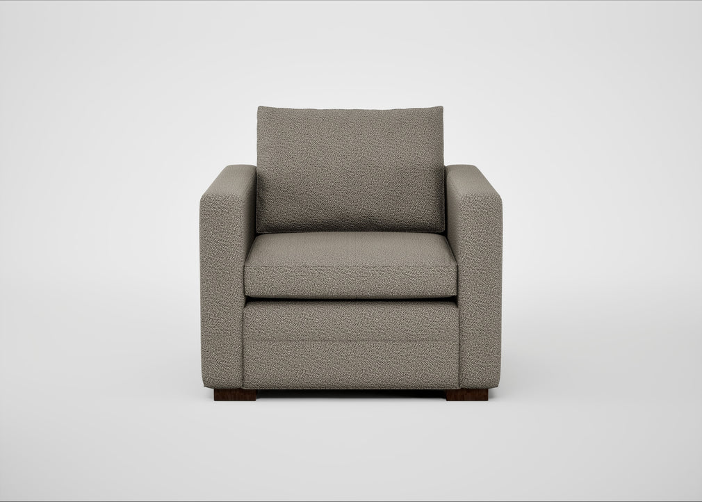 Palermo Armchair Loop Boucle Taupe / Walnut and Brass