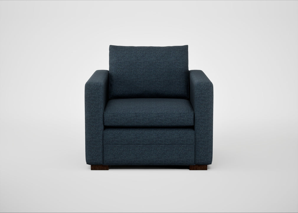 Palermo Armchair Siena Cotton Deep Sea / Walnut and Brass