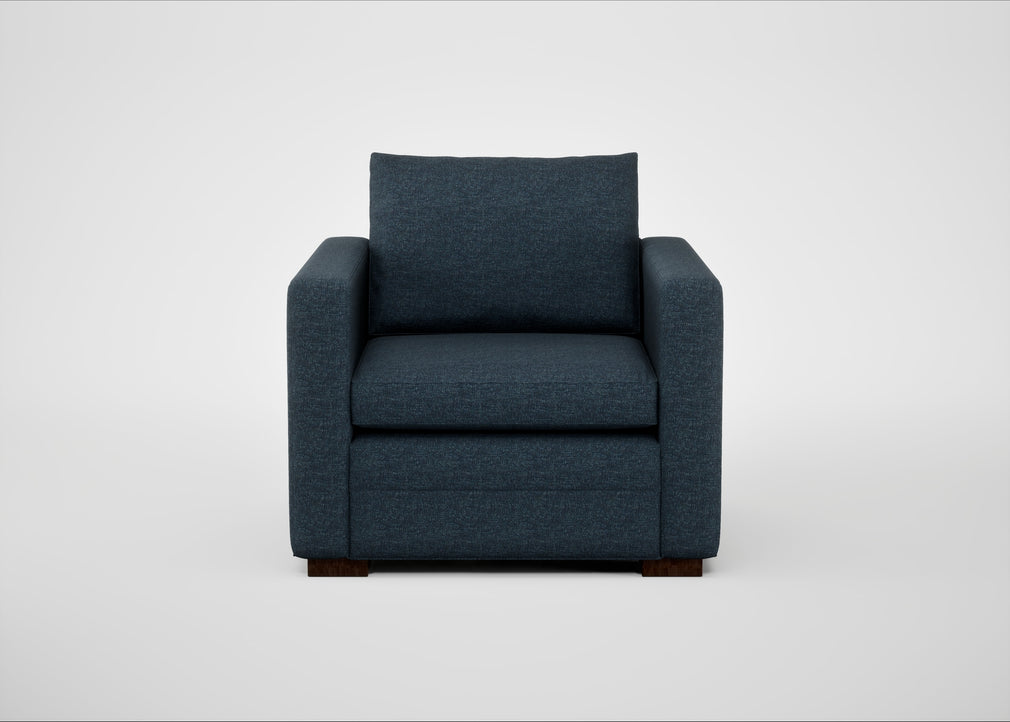 Palermo Armchair Siena Cotton Deep Sea / Walnut