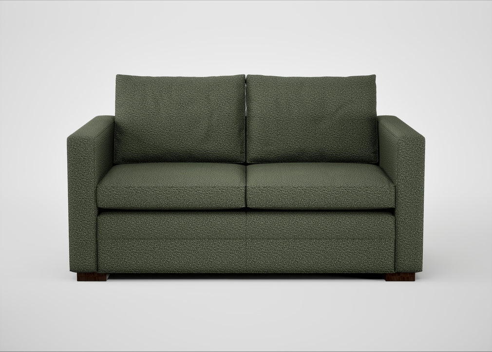 Palermo 2 Seater Sofa Loop Boucle Forest / Walnut and Brass