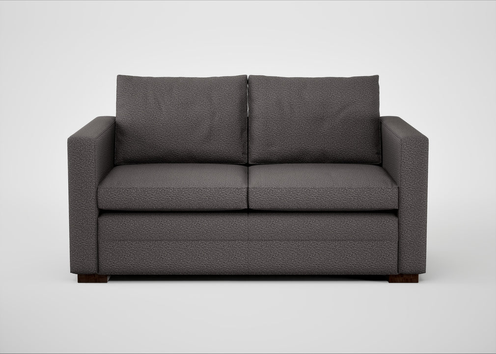 Palermo 2 Seater Sofa Loop Boucle Granite / Walnut and Brass