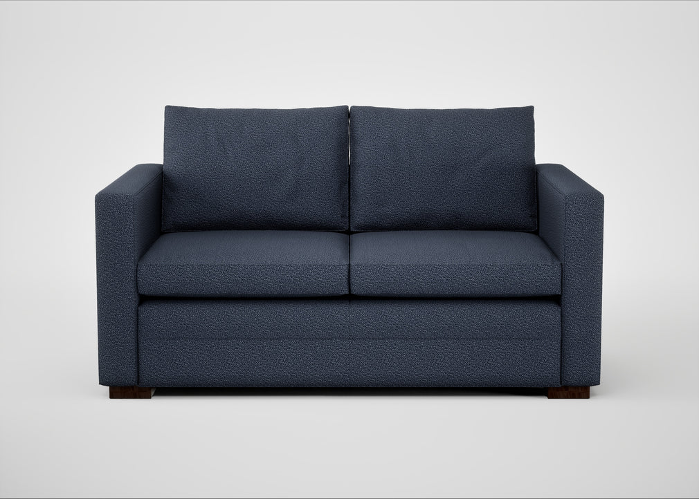 Palermo 2 Seater Sofa Loop Boucle Navy / Walnut