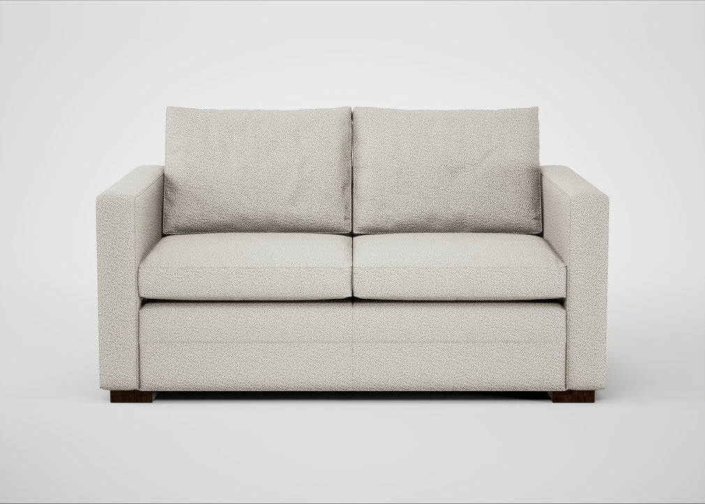 Palermo 2 Seater Sofa Loop Boucle Polar / Walnut and Brass