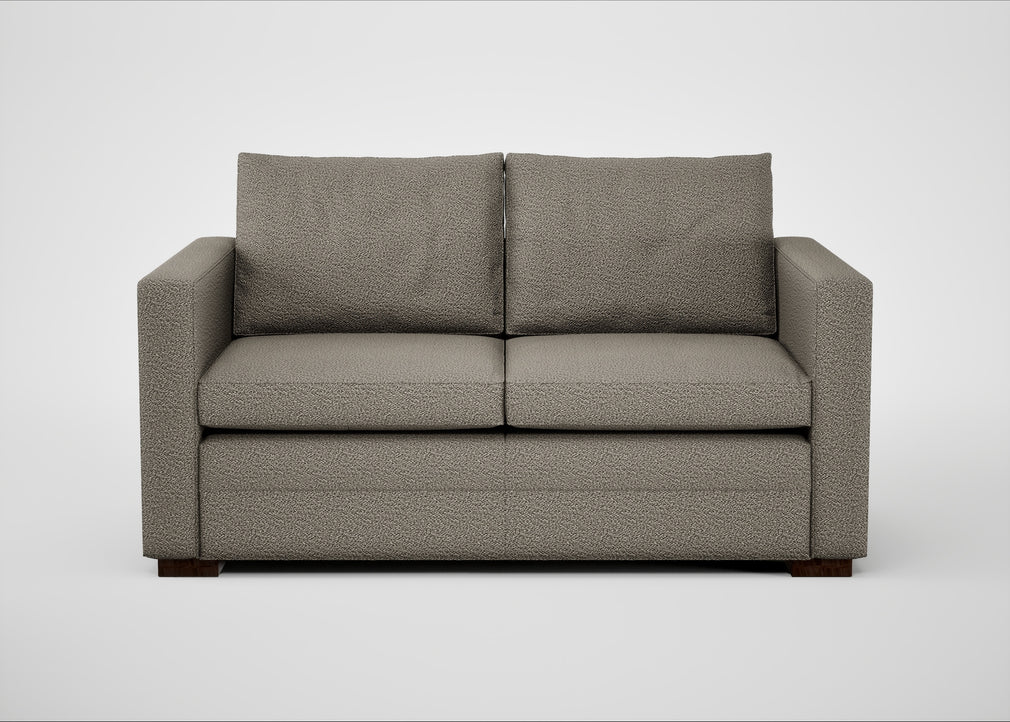 Palermo 2 Seater Sofa Loop Boucle Taupe / Walnut