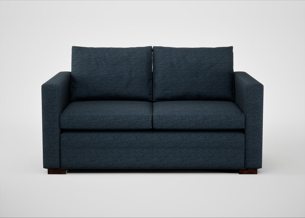 Palermo 2 Seater Sofa Siena Cotton Deep Sea / Walnut and Brass