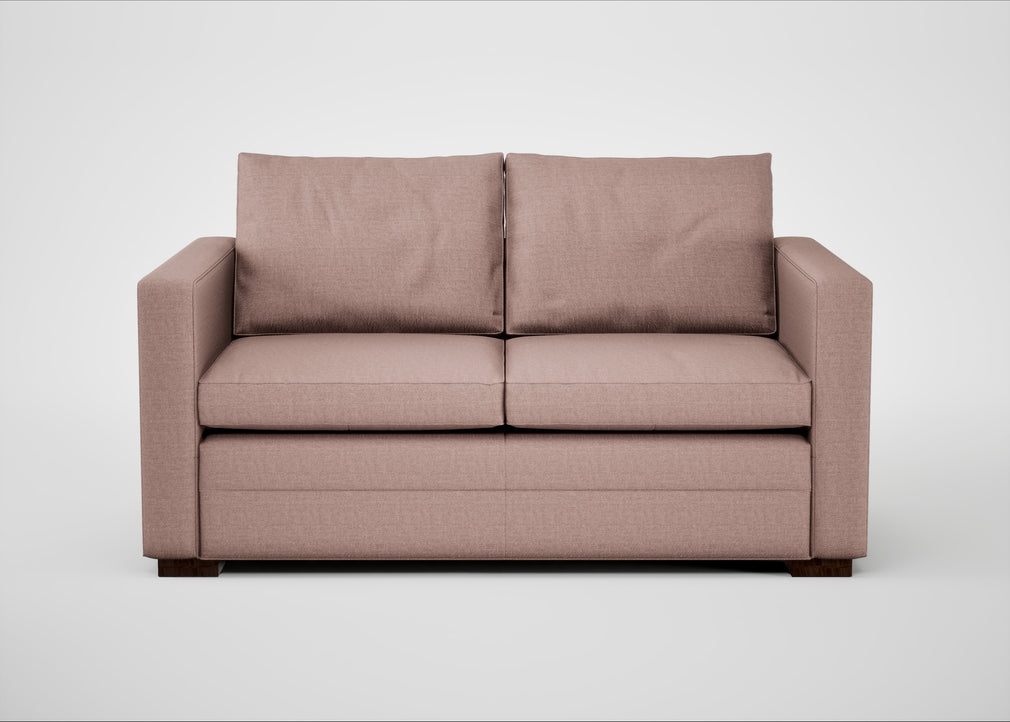 Palermo 2 Seater Sofa Siena Cotton Dusky Pink / Walnut and Brass