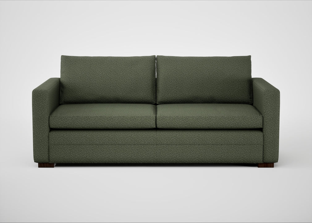 Palermo 3 Seater Sofa Loop Boucle Forest / Walnut and Brass