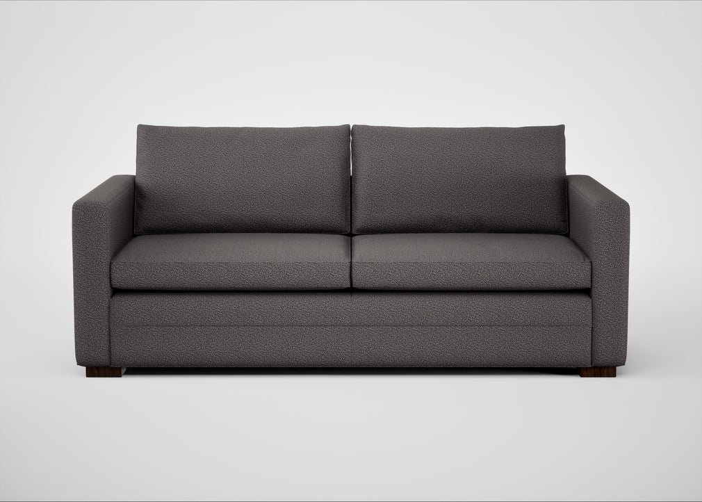 Palermo 3 Seater Sofa Loop Boucle Granite / Walnut and Brass