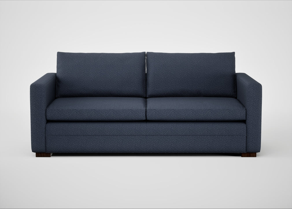 Palermo 3 Seater Sofa Loop Boucle Navy / Walnut and Brass
