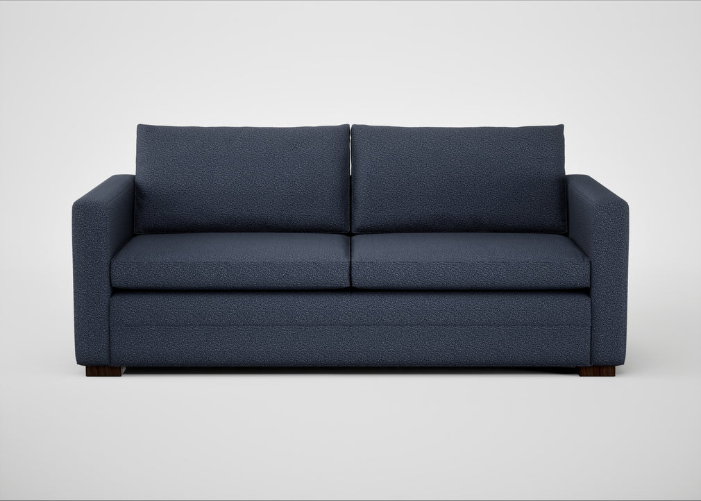 Palermo 3 Seater Sofa Loop Boucle Navy / Walnut