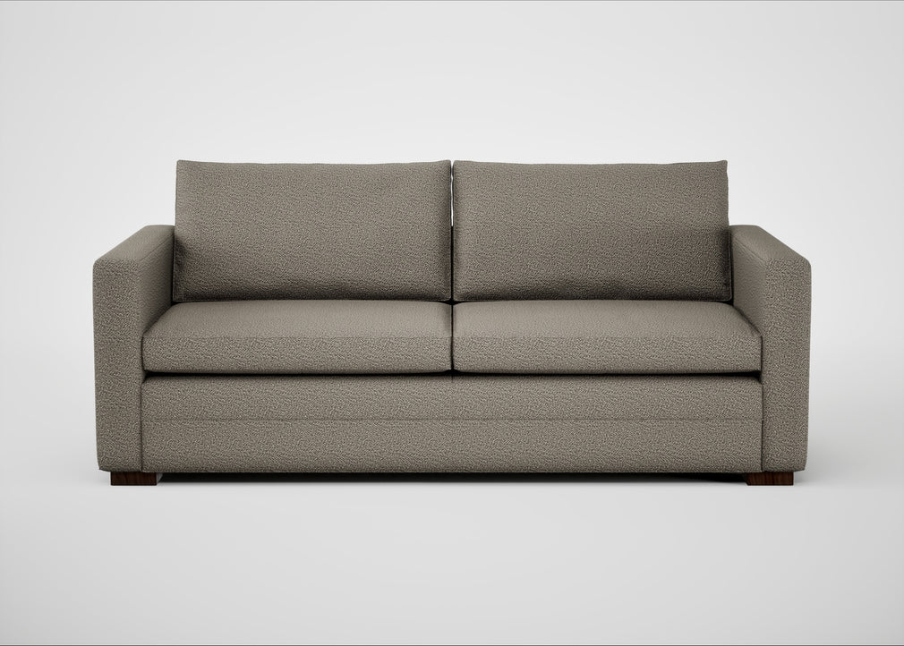 Palermo 3 Seater Sofa Loop Boucle Taupe / Walnut and Brass