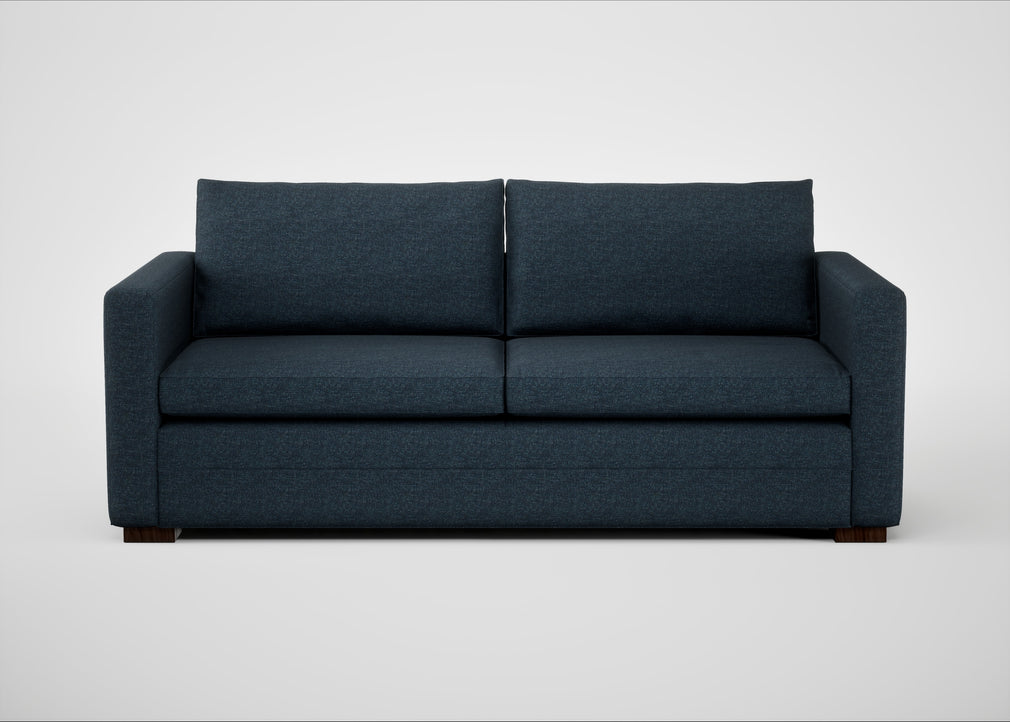 Palermo 3 Seater Sofa Siena Cotton Deep Sea / Walnut and Brass