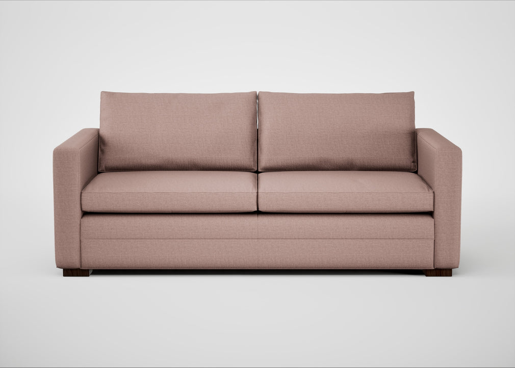 Palermo 3 Seater Sofa Siena Cotton Dusky Pink / Walnut and Brass