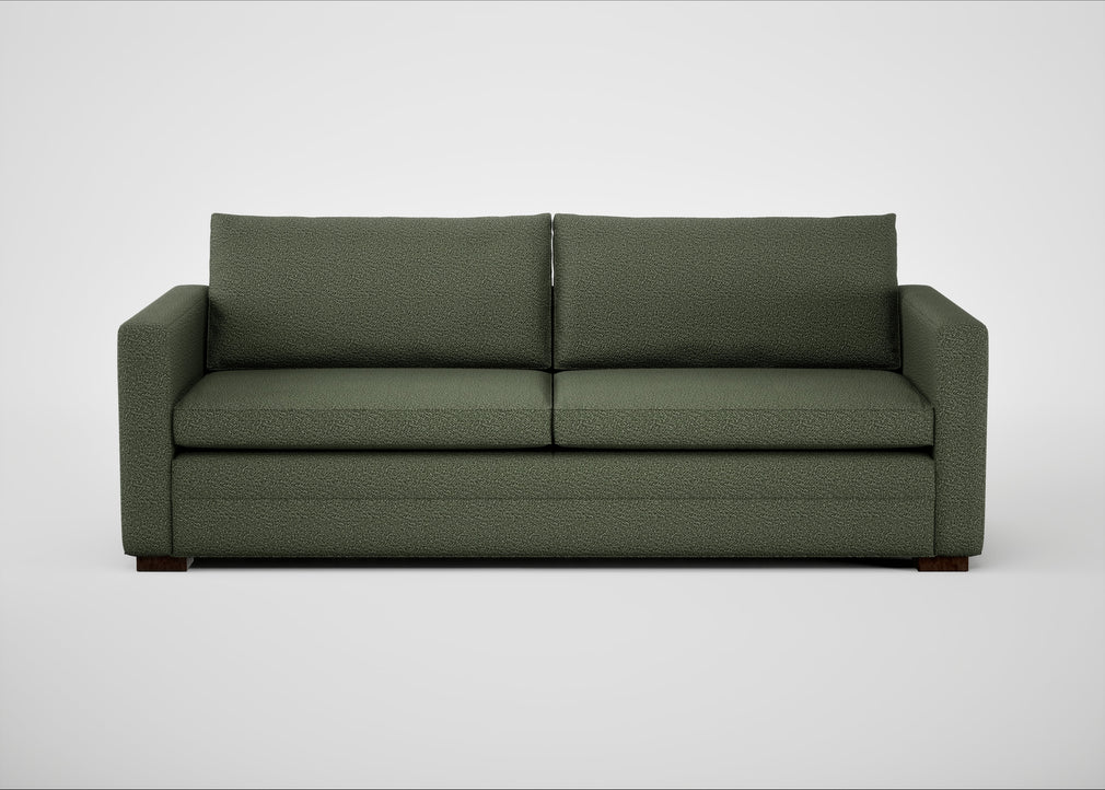 Palermo 4 Seater Sofa Loop Boucle Forest / Walnut and Brass