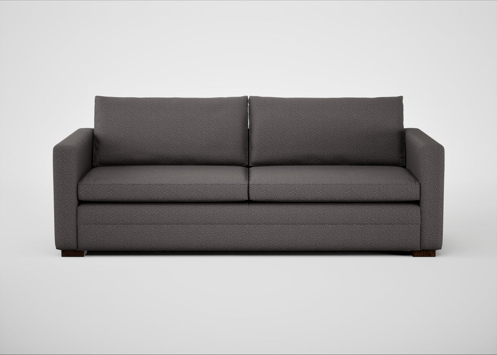 Palermo 4 Seater Sofa Loop Boucle Granite / Walnut and Brass