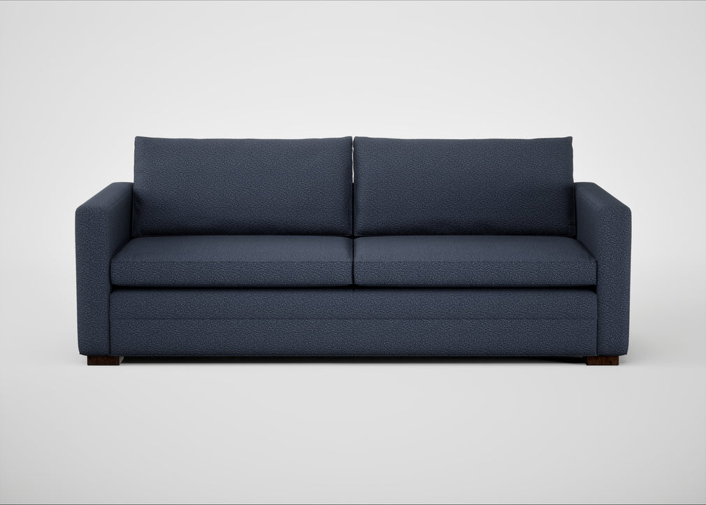 Palermo 4 Seater Sofa Loop Boucle Navy / Walnut and Brass