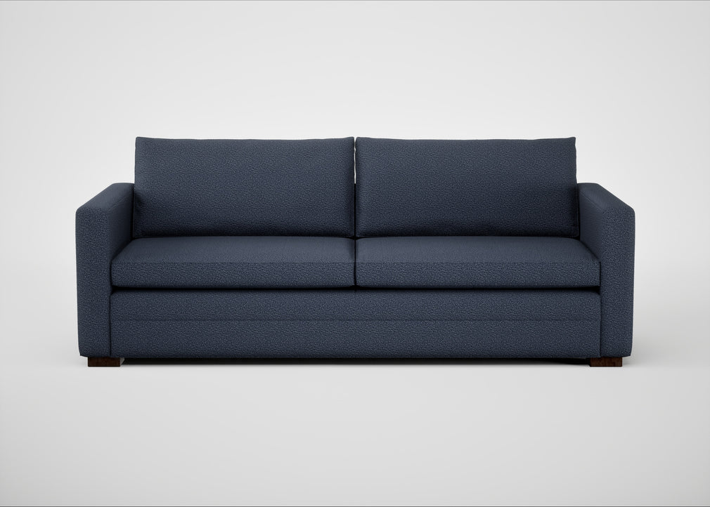 Palermo 4 Seater Sofa Loop Boucle Navy / Walnut