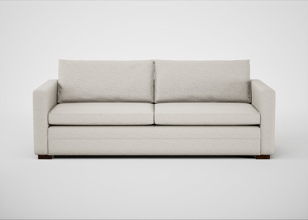 Palermo 4 Seater Sofa Loop Boucle Polar / Walnut and Brass