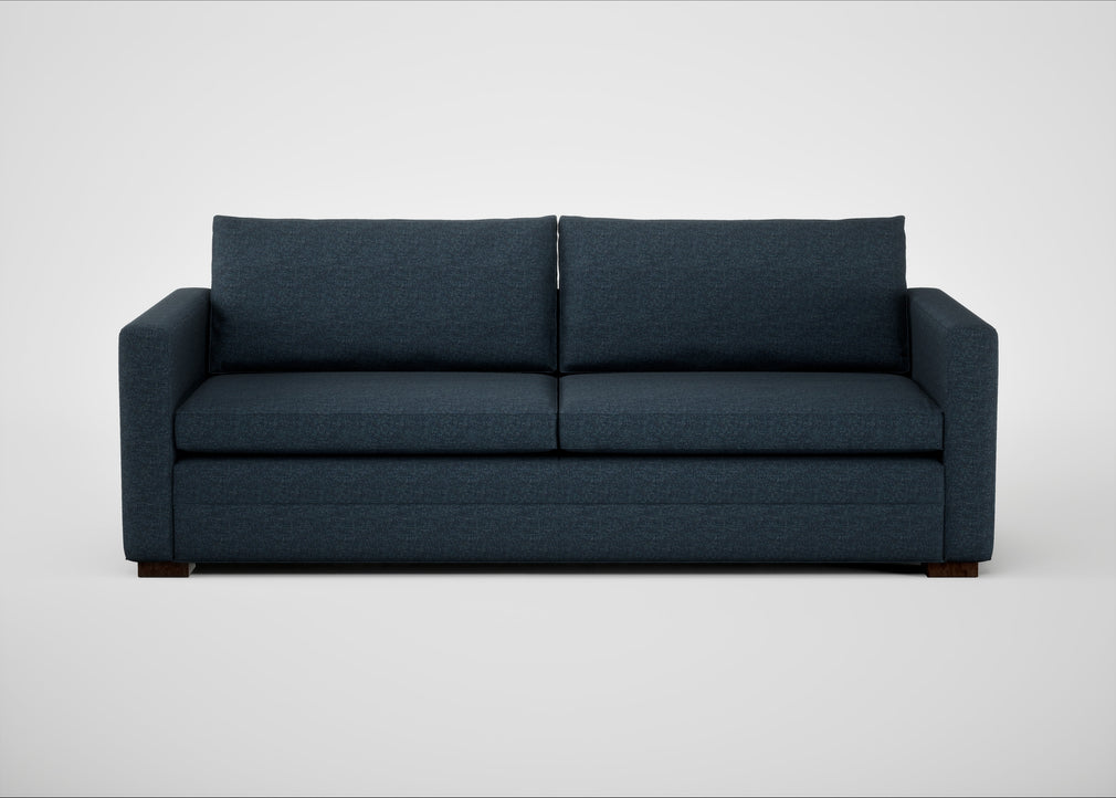 Palermo 4 Seater Sofa Siena Cotton Deep Sea / Walnut and Brass