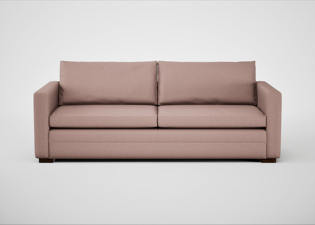 Palermo 4 Seater Sofa Siena Cotton Dusky Pink / Walnut and Brass