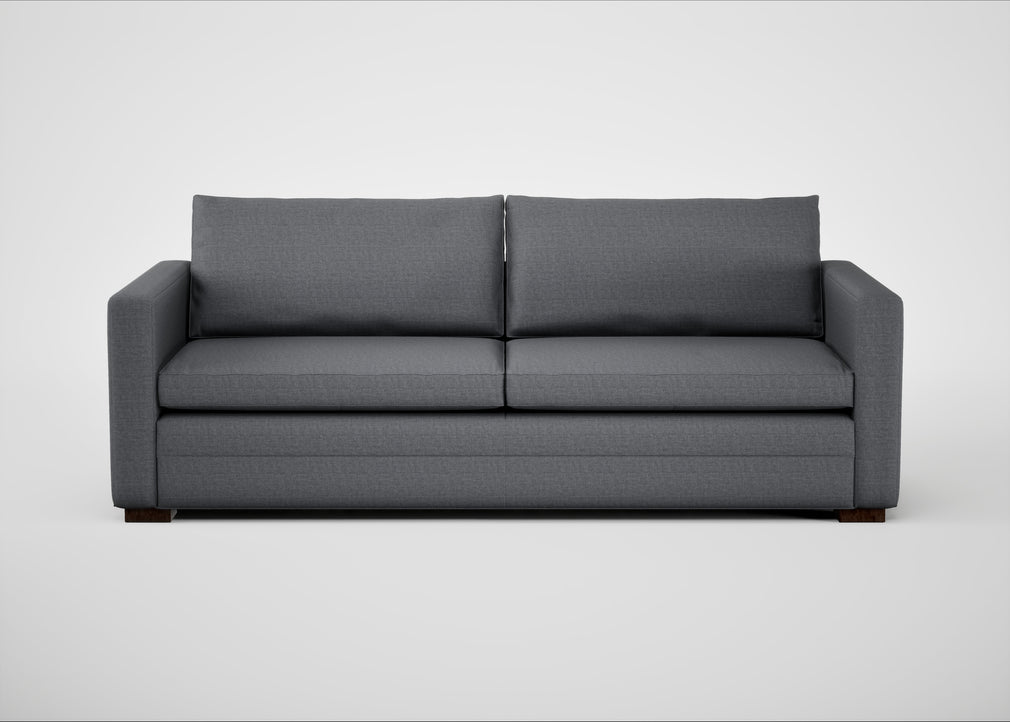 Palermo 4 Seater Sofa Siena Cotton Shale Grey / Walnut and Brass