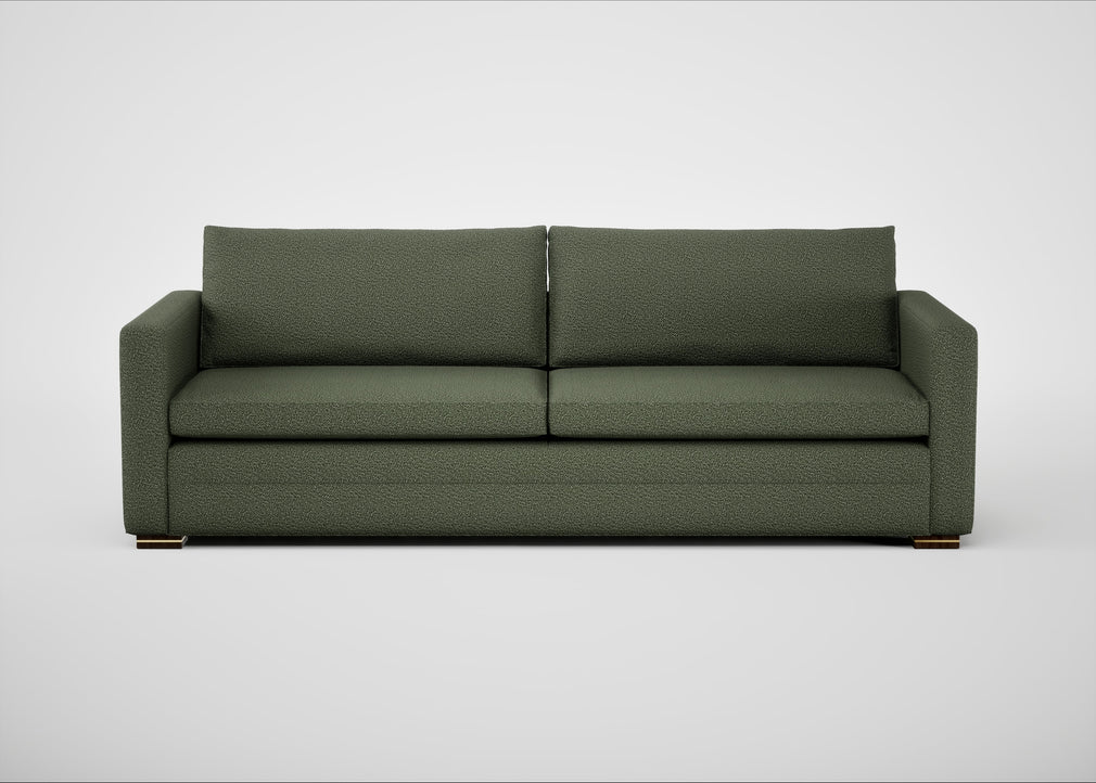 Palermo 5 Seater Sofa Loop Boucle Forest / Walnut and Brass