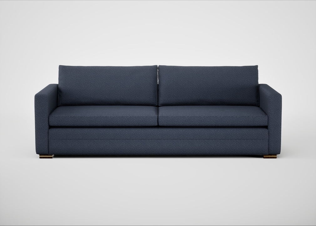 Palermo 5 Seater Sofa Loop Boucle Navy / Walnut and Brass