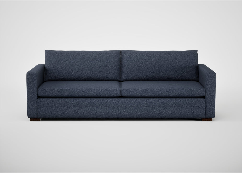 Palermo 5 Seater Sofa Loop Boucle Navy / Walnut