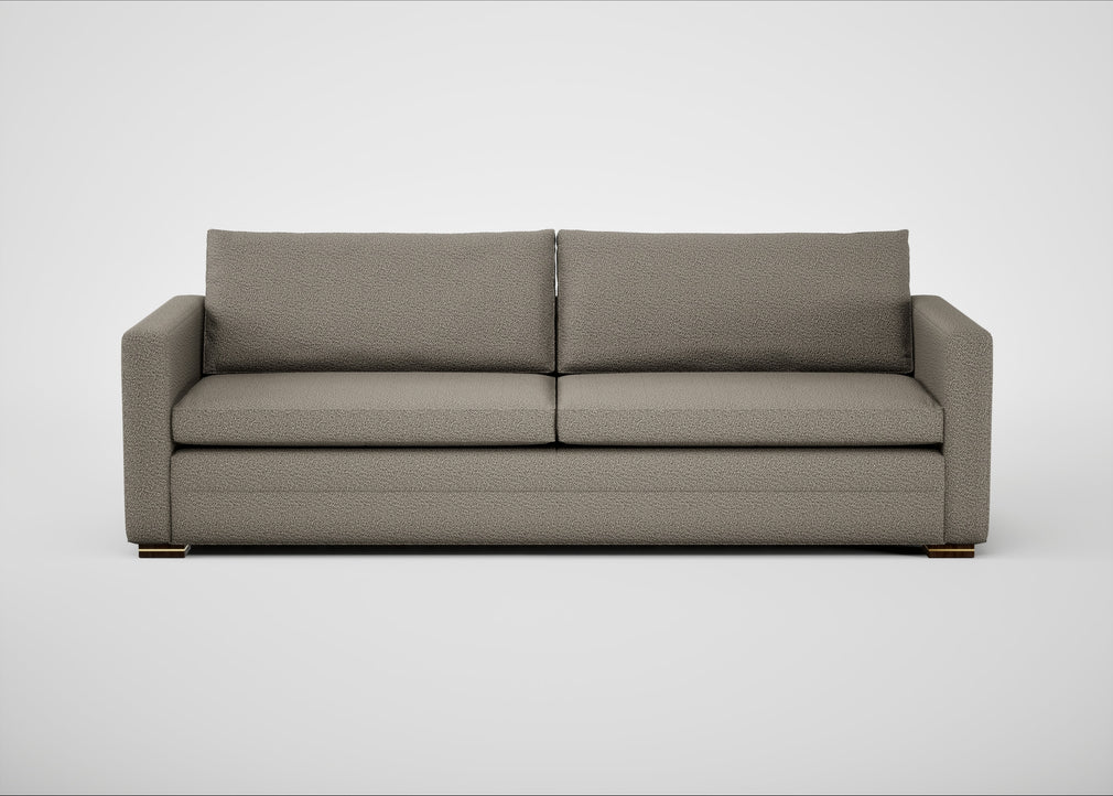 Palermo 5 Seater Sofa Loop Boucle Taupe / Walnut and Brass