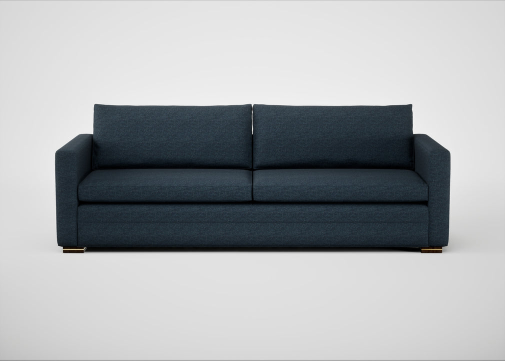 Palermo 5 Seater Sofa Siena Cotton Deep Sea / Walnut and Brass