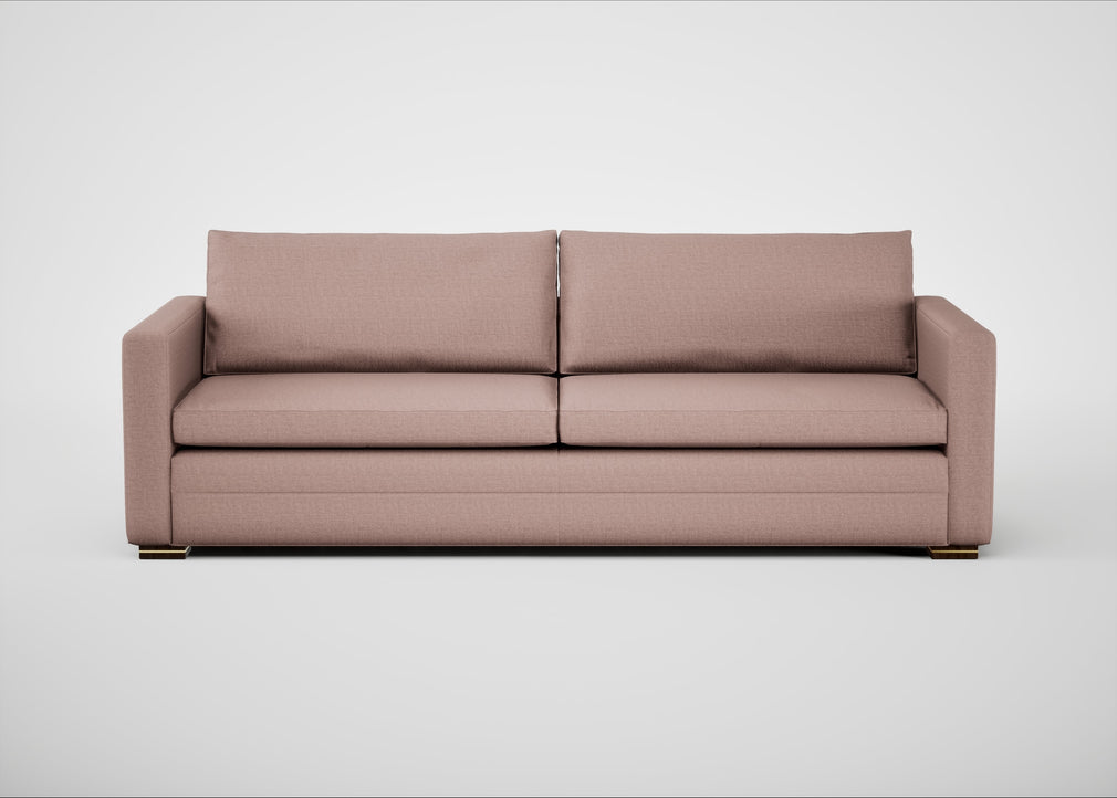 Palermo 5 Seater Sofa Siena Cotton Dusky Pink / Walnut and Brass