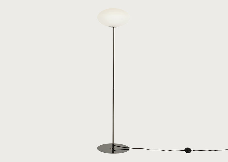 Ellipse Floor Lamp White Glass Black Chrome