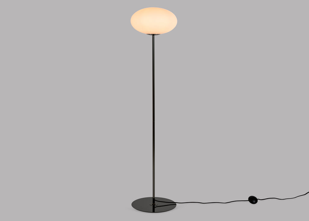 Ellipse Floor Lamp White Glass Black Chrome